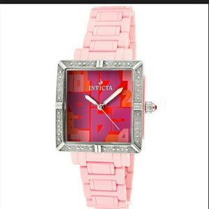 Pink Ceramic Invicta Square Watch