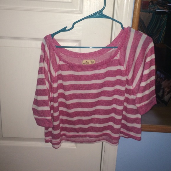 off the shoulder quarter sleeved striped shirt