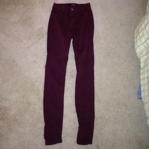 Maroon high waisted skinny jeans