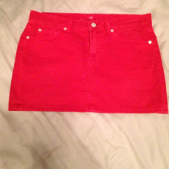 7 for all Mankind red denim skirt