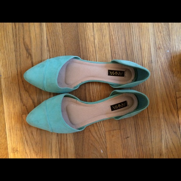 Teal suede D'Orsay flats