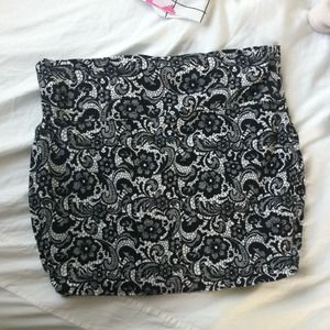 black and white body fitting skirt
