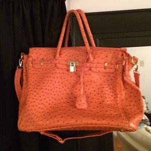 Large Faux Ostrich Handbag