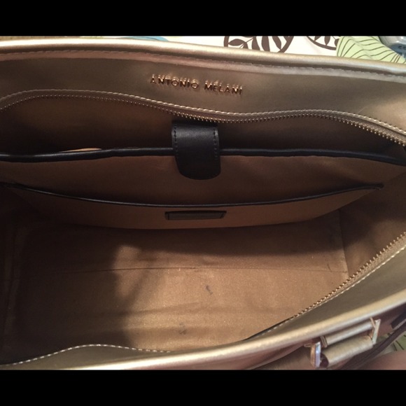 Antonio Melani gold and dark tan tote bag - Picture 3 of 3