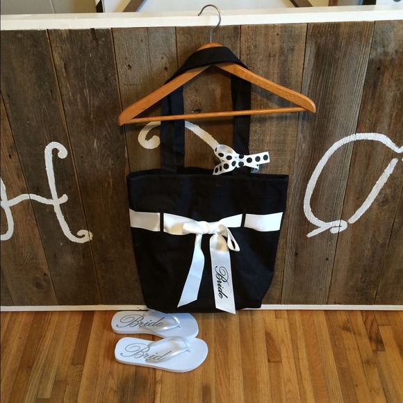 Bride tote and flip flops