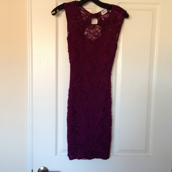 Purple lace bodycon dress