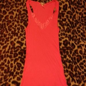 Hot pink sleeveless top with lace