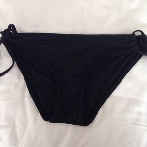 plain black string bikini
