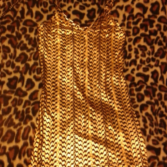 Metallic gold and black tank top