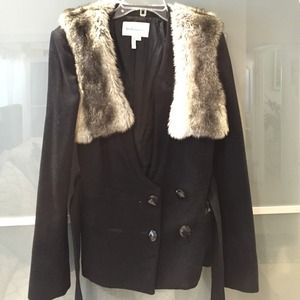 BCBGeneration coat with removable faux fur