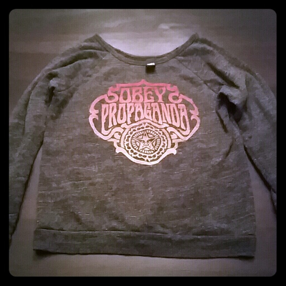 Obey Heather Grey Slouchy Sweatshirt