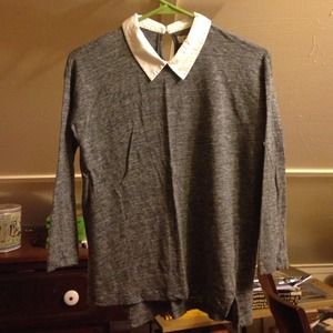 Madewell collared heather grey sweater