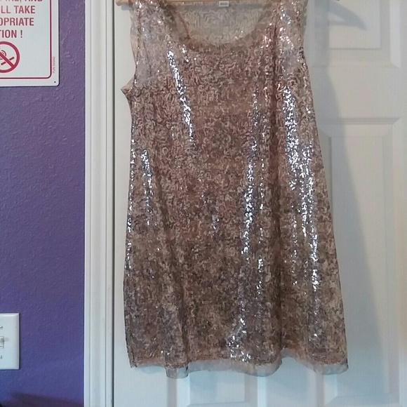 Sequined sheer tank top