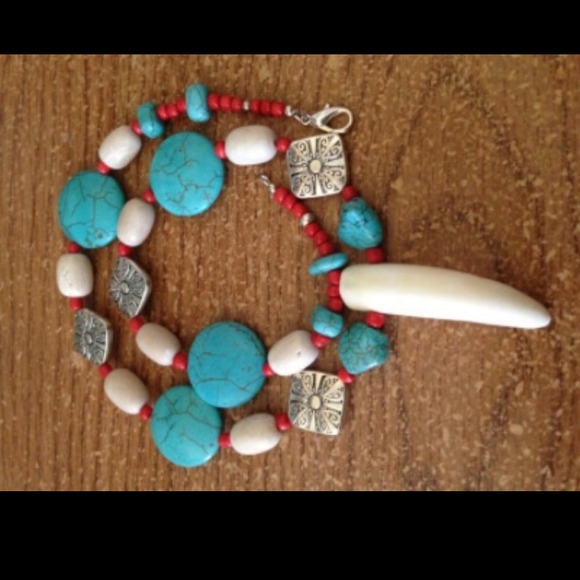 Handmade, alligator tooth ivory necklace