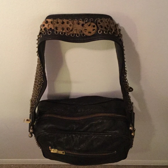 Made Her Think Black Leather Satchel - Picture 2 of 4