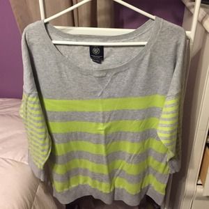 Green and grey striped sweater