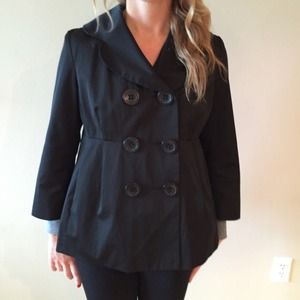 Black cropped trench rain coat