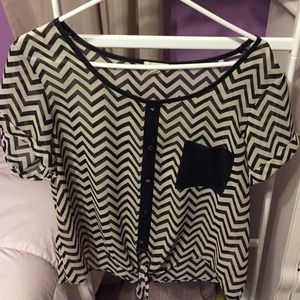 Black and white chevron blouse