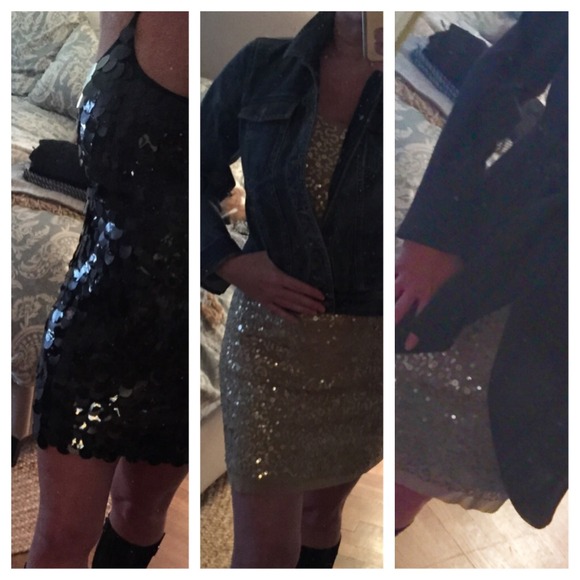 BeBe Black flapper style sequin dress
