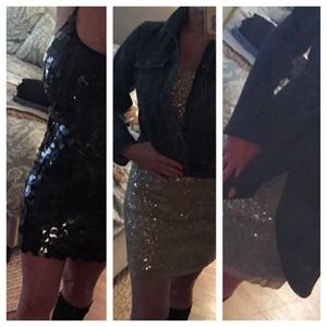 BeBe Black flapper style sequin dress