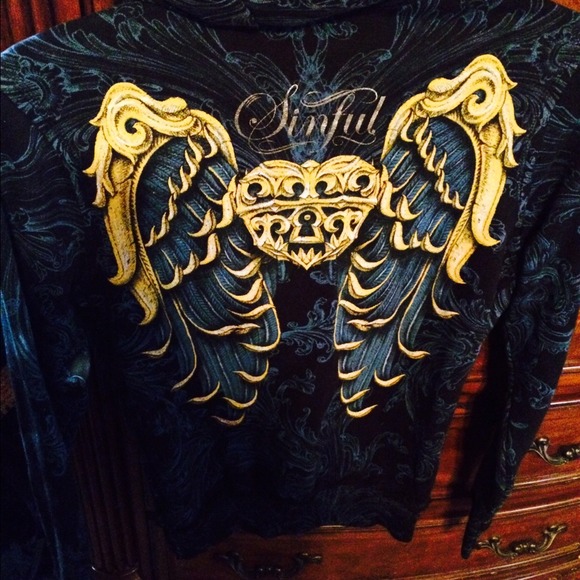 Sinful brand zip up hoodie.