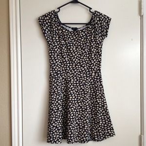 Navy blue small floral printed dress