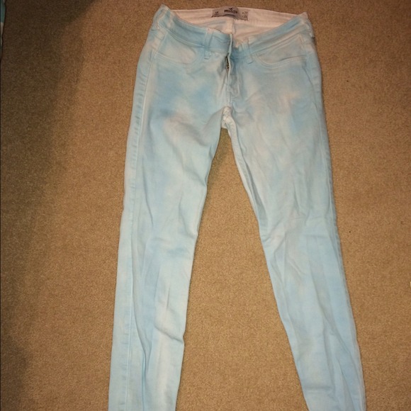 Sky blue & white skinny jeans