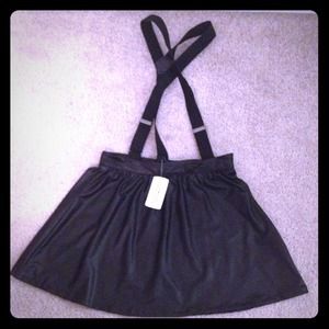 Black faux leather skater skirt