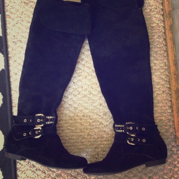 BCBG Black Suede Over The Knee Boots