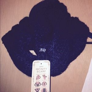 Knitted black infinity scarf