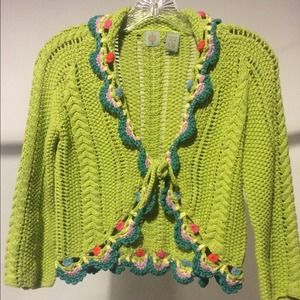 Anthropologie HWR lime green cardigan