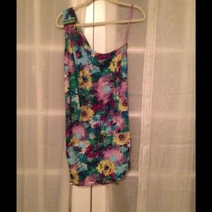 Off the shoulder, flower dress.