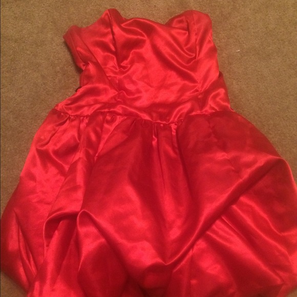 Red formal tea length dress