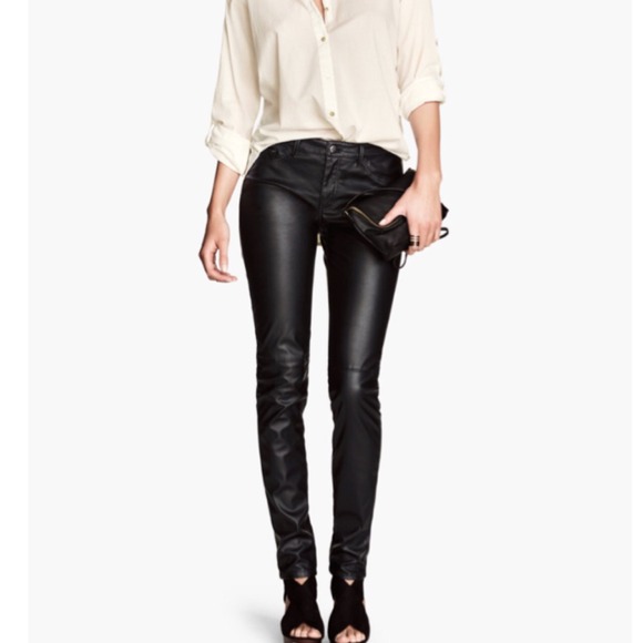 Black faux leather pants