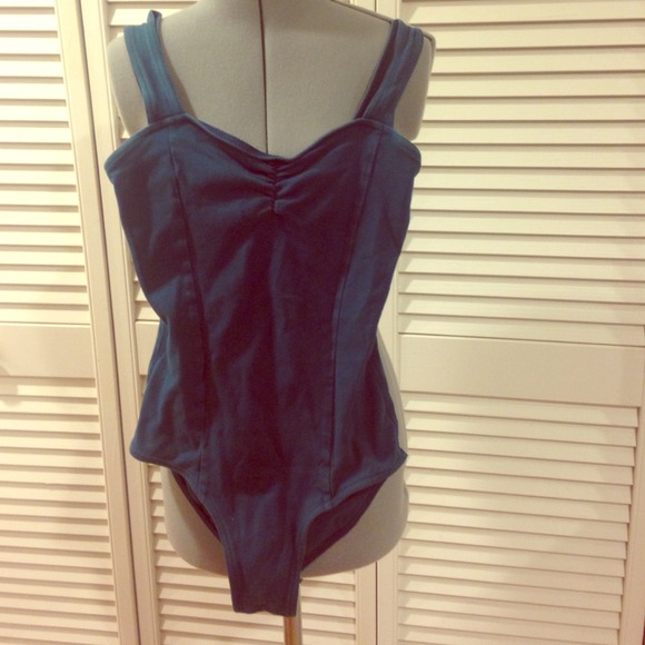 Blue leotard.