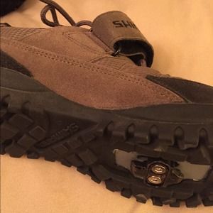 Biking shoes great for spinning also.  Size 7.5