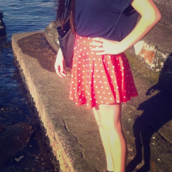 Pink polka dot skirt
