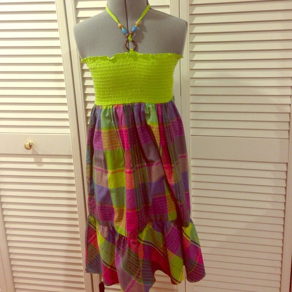 Multicolored halterneck sundress.