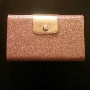 Shimmery coral makeup bag/clutch