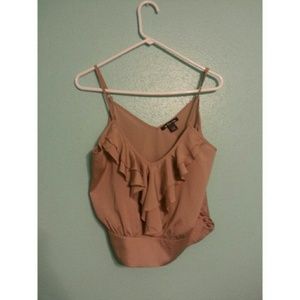 Dark Beige Ruffled Crop