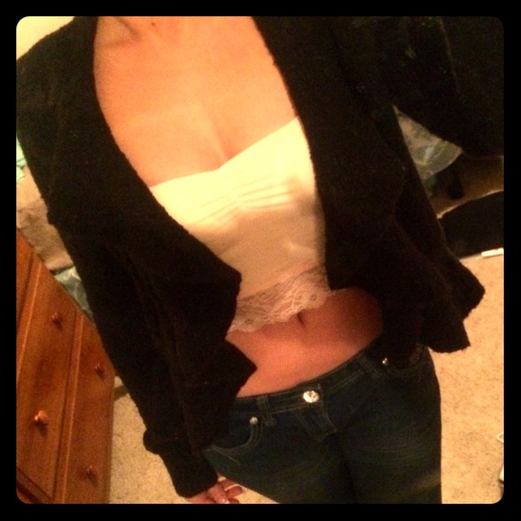 Black ruffles sweater NWOT