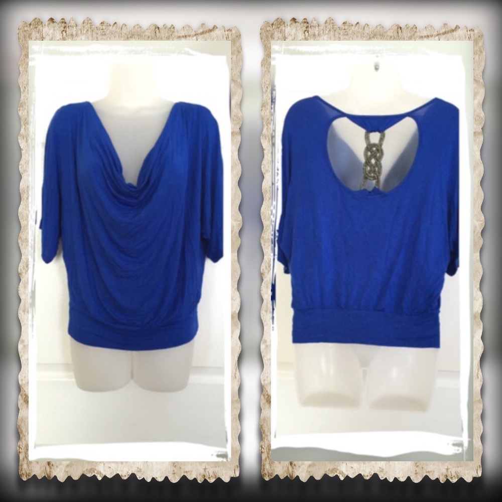 Royal Blue Drape Neck Top