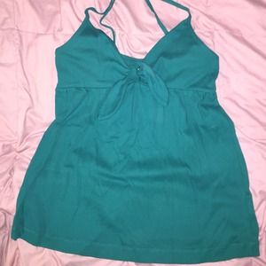 Adorable turquoise cross back tank top