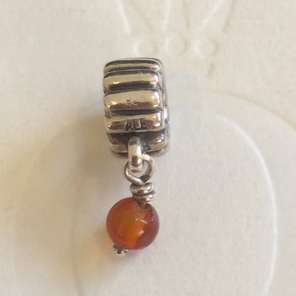 Authentic Pandora 925 ALE SS Amber Dangle Charm