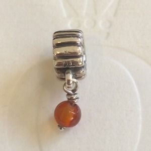 Authentic Pandora 925 ALE SS Amber Dangle Charm