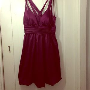 Purple satin dress with bubble hem