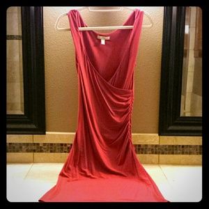 Red v-neck dress
