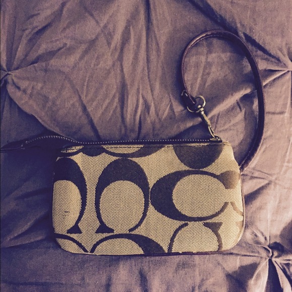 Coach Tan and Brown Wristlet