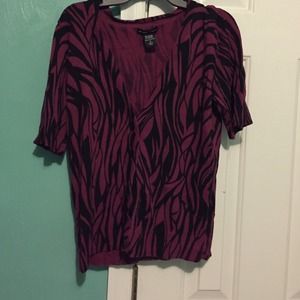 Wine and black short sleeved cardigan