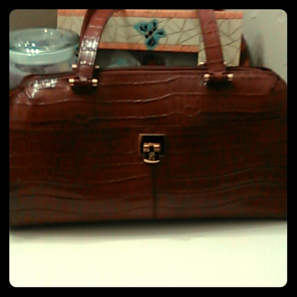 Etienne Aigner Handbags - Textured Brown Embossed Leather